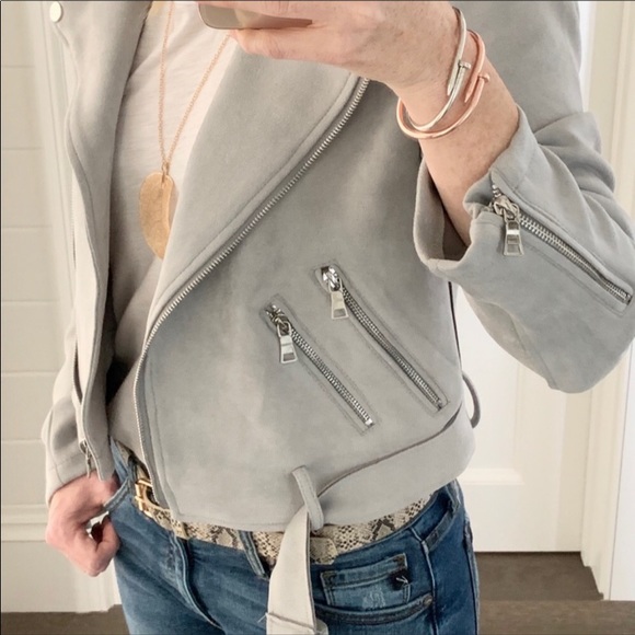 Biker jacket in grey with cute detailing NWT - Picture 4 of 8